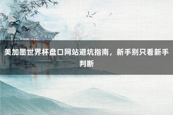 美加墨世界杯盘口网站避坑指南，新手别只看新手判断