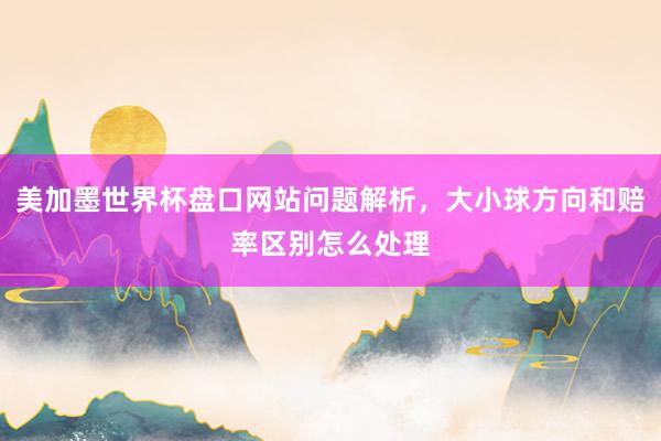美加墨世界杯盘口网站问题解析，大小球方向和赔率区别怎么处理